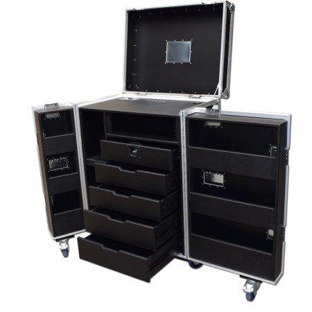 5 Drawer Backline Tool Flightcase With 3u Rack Space And Power